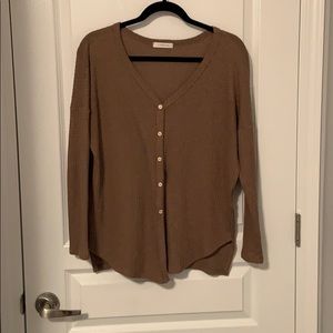 Taupe Waffle Knit Long Sleeve